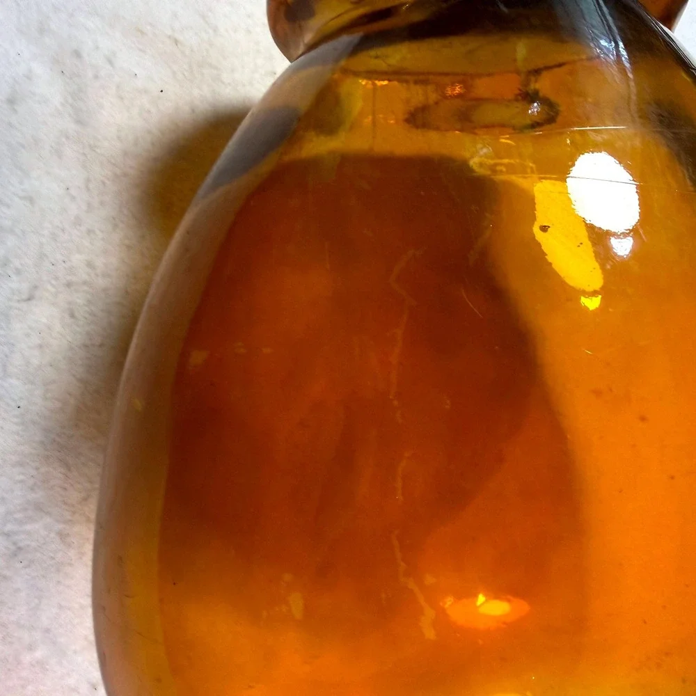 Vintage Large Amber Hand Blown Heart Glass Vase MCM 15